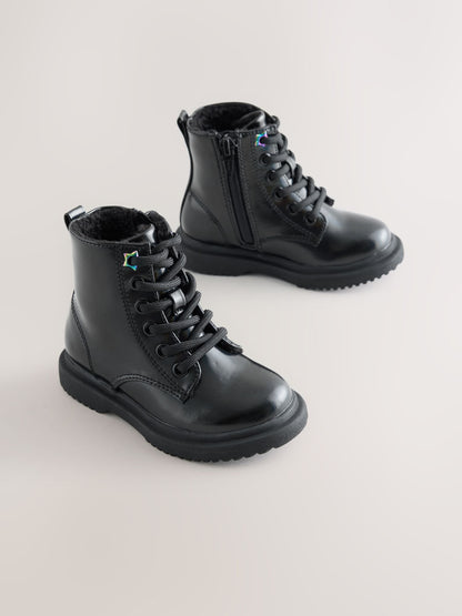 Black Standard Fit (F) Lace Up Ankle Boots image 1