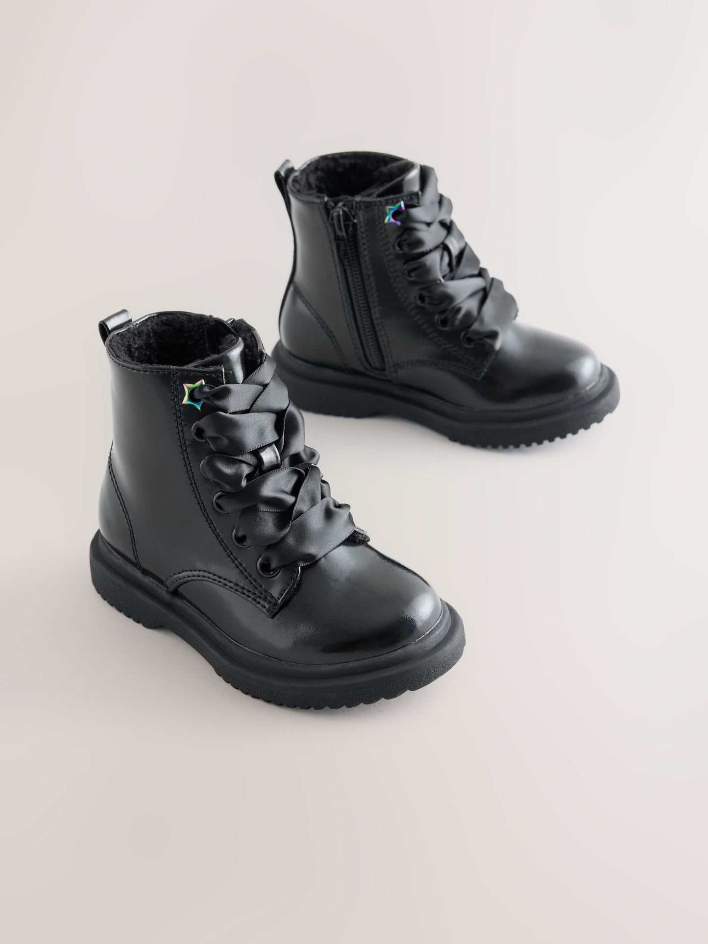 Black Standard Fit (F) Lace Up Ankle Boots image 2