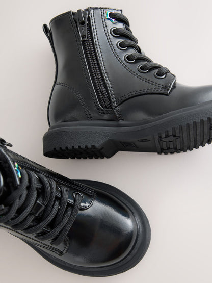 Black Standard Fit (F) Lace Up Ankle Boots image 4