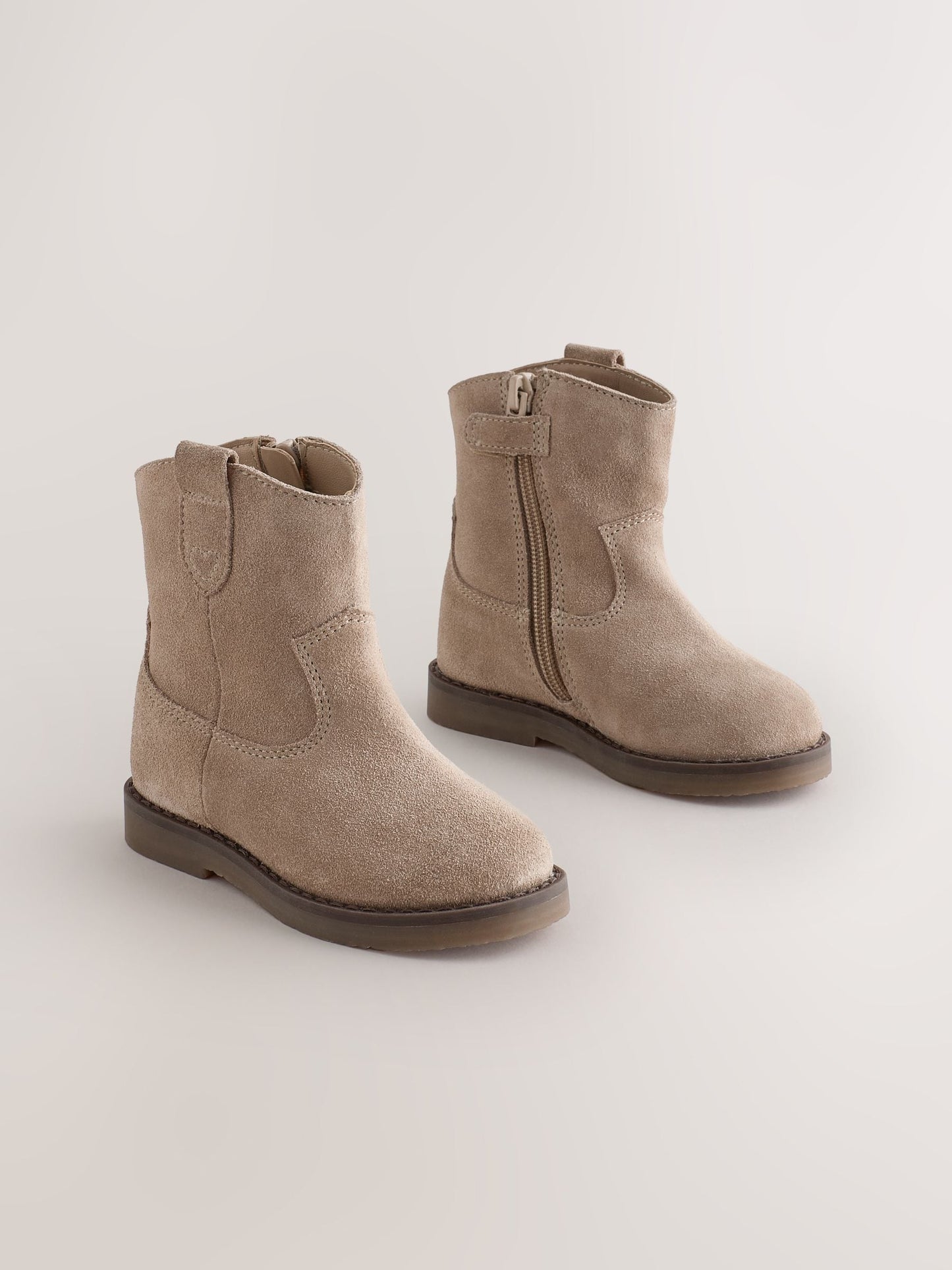 Suede Neutral Standard Fit (F) Western Ankle Boots image 1