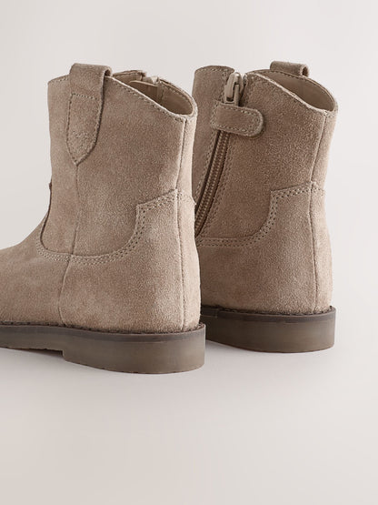 Suede Neutral Standard Fit (F) Western Ankle Boots image 4