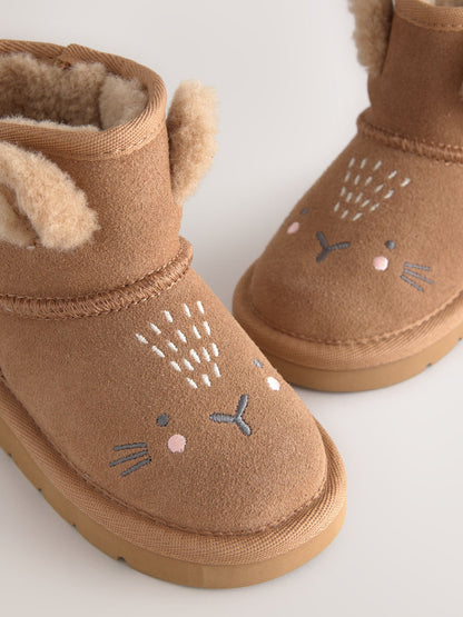 Tan Brown Bunny Standard Fit (F) Water Repellent Suede Pull On Boots image 5