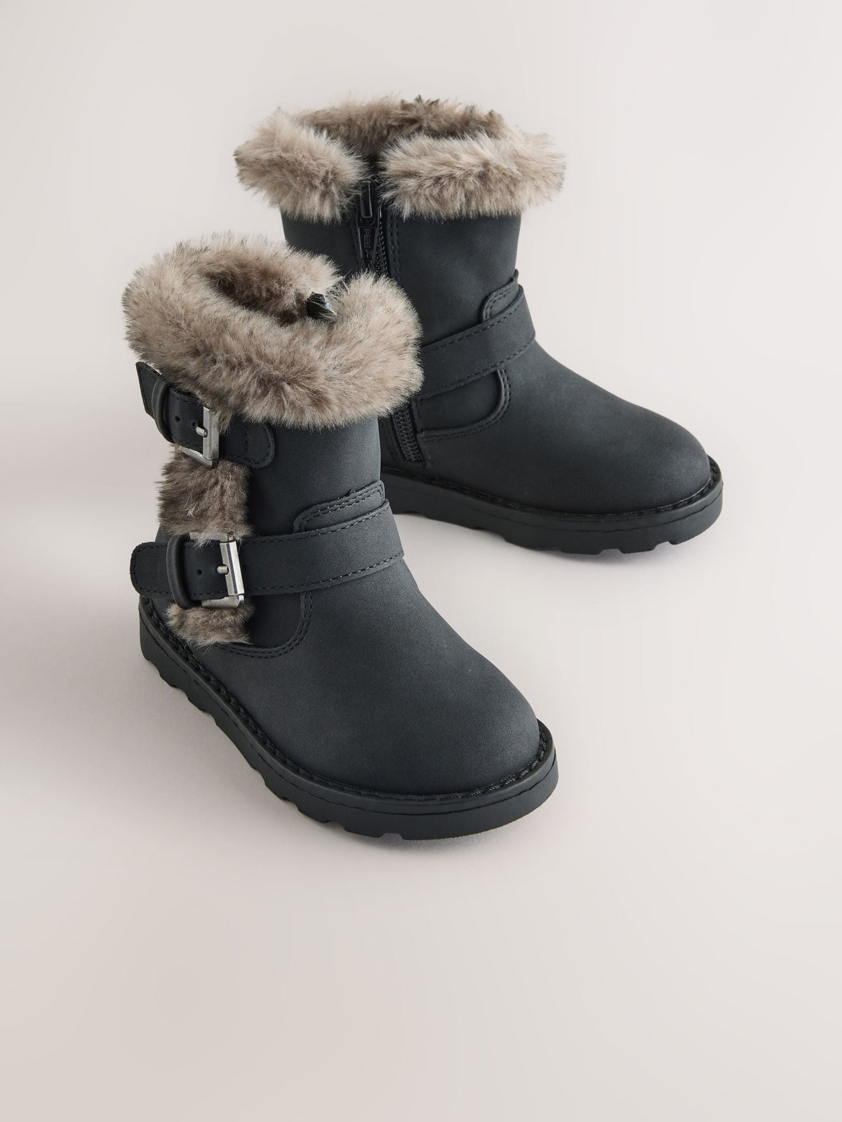 Dsiney Kidz - Black Fur Lined Buckle Boots image 1