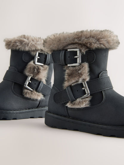 Dsiney Kidz - Black Fur Lined Buckle Boots image 3