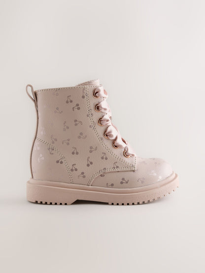 Pink Cherry Standard Fit (F) Lace Up Ankle Boots image 3