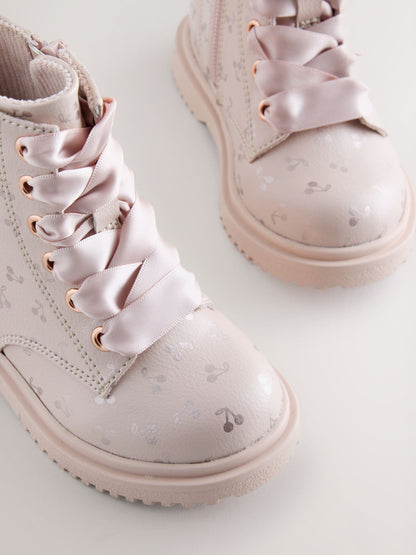 Pink Cherry Standard Fit (F) Lace Up Ankle Boots image 6