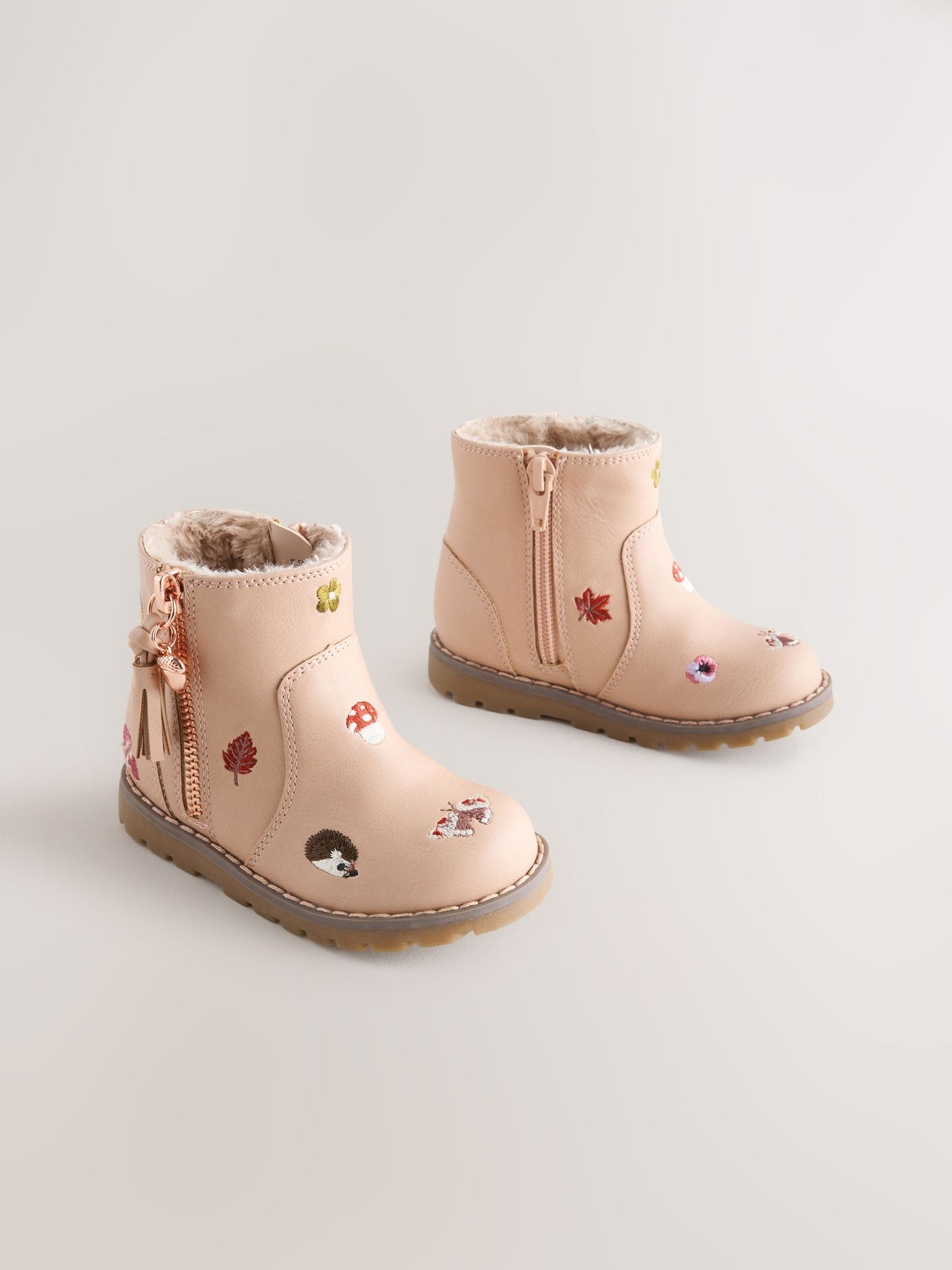 Pink Embroidery Standard Fit (F) Chelsea Zip Tassel Ankle Boots image 1