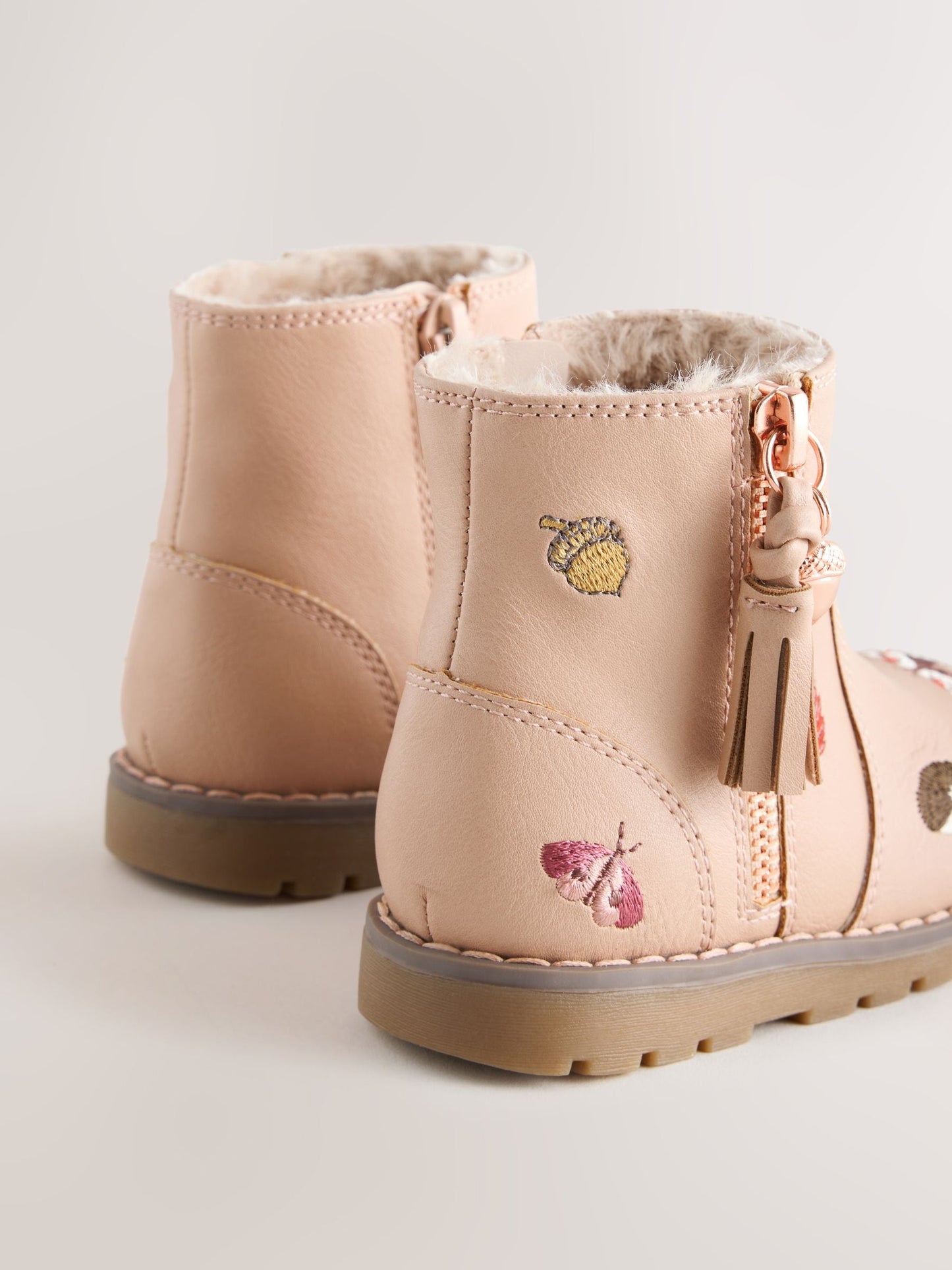 Pink Embroidery Standard Fit (F) Chelsea Zip Tassel Ankle Boots image 4