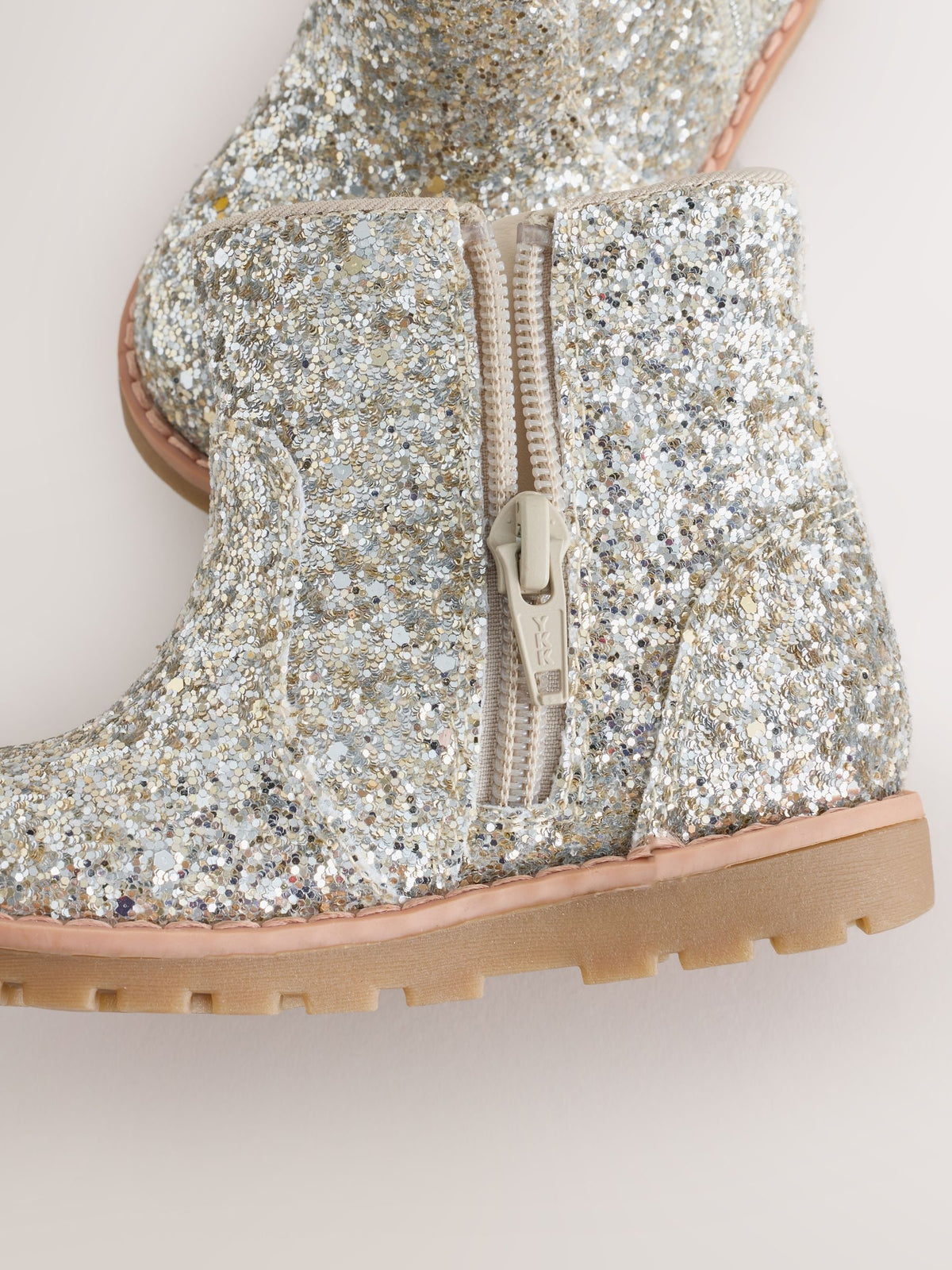 Dsiney Kidz - Silver Glitter Standard Fit (F) Chelsea Zip Tassel Ankle Boots image 5