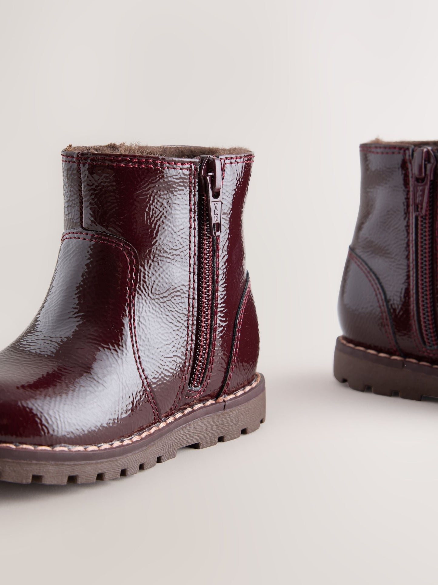 Burgundy Red Standard Fit (F) Chelsea Zip Tassel Ankle Boots image 3