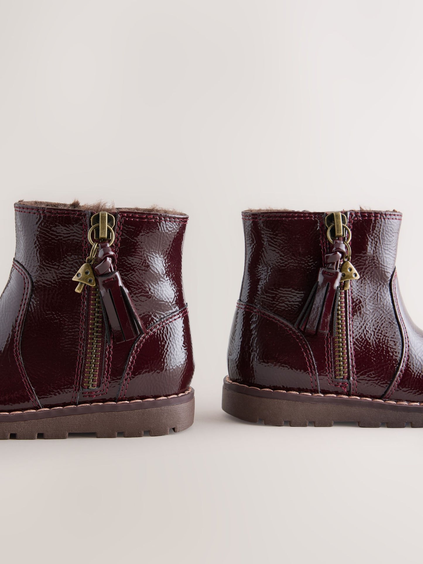 Burgundy Red Standard Fit (F) Chelsea Zip Tassel Ankle Boots image 4