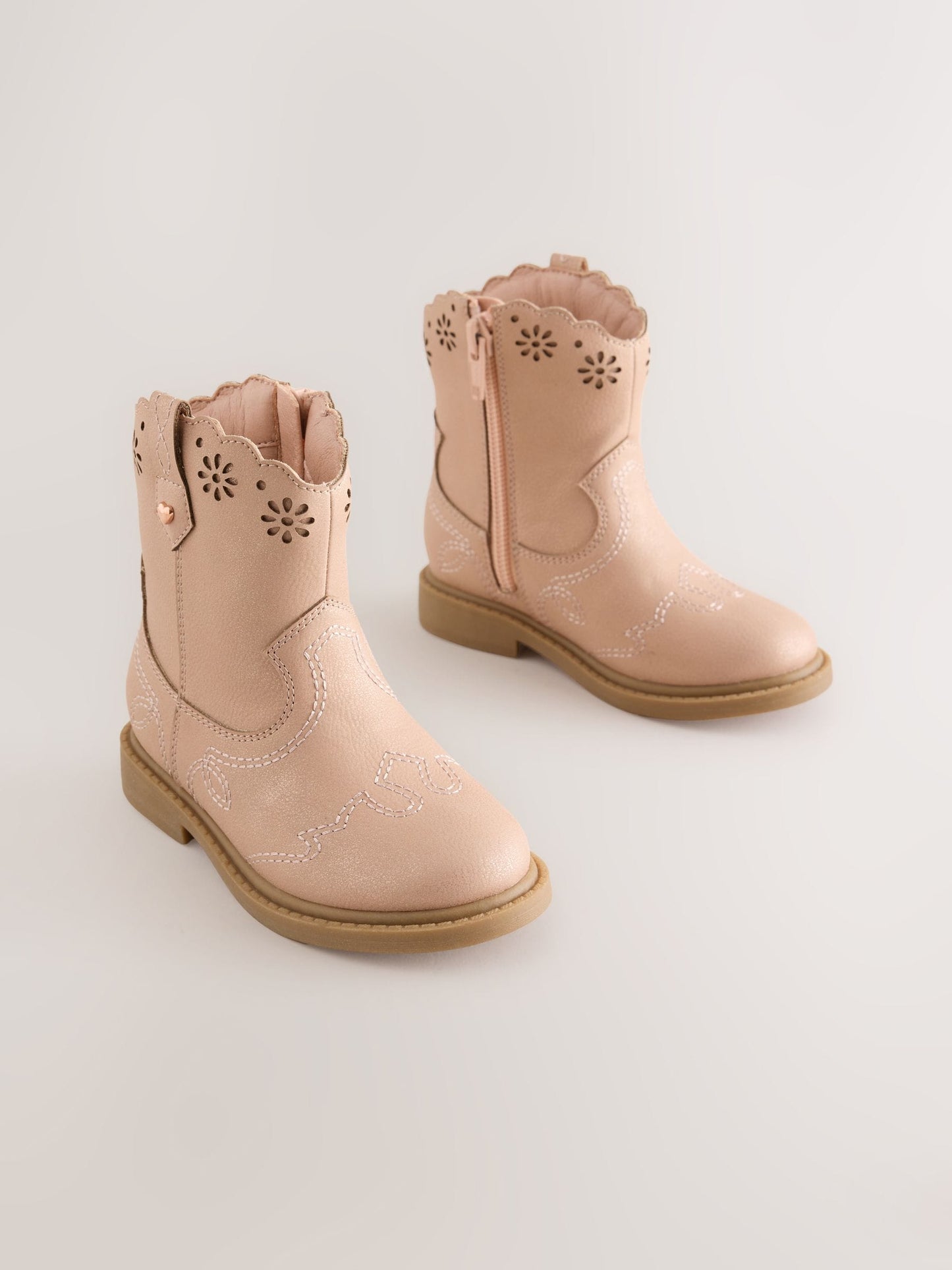 Pink Shimmer Western Ankle Boots image 1