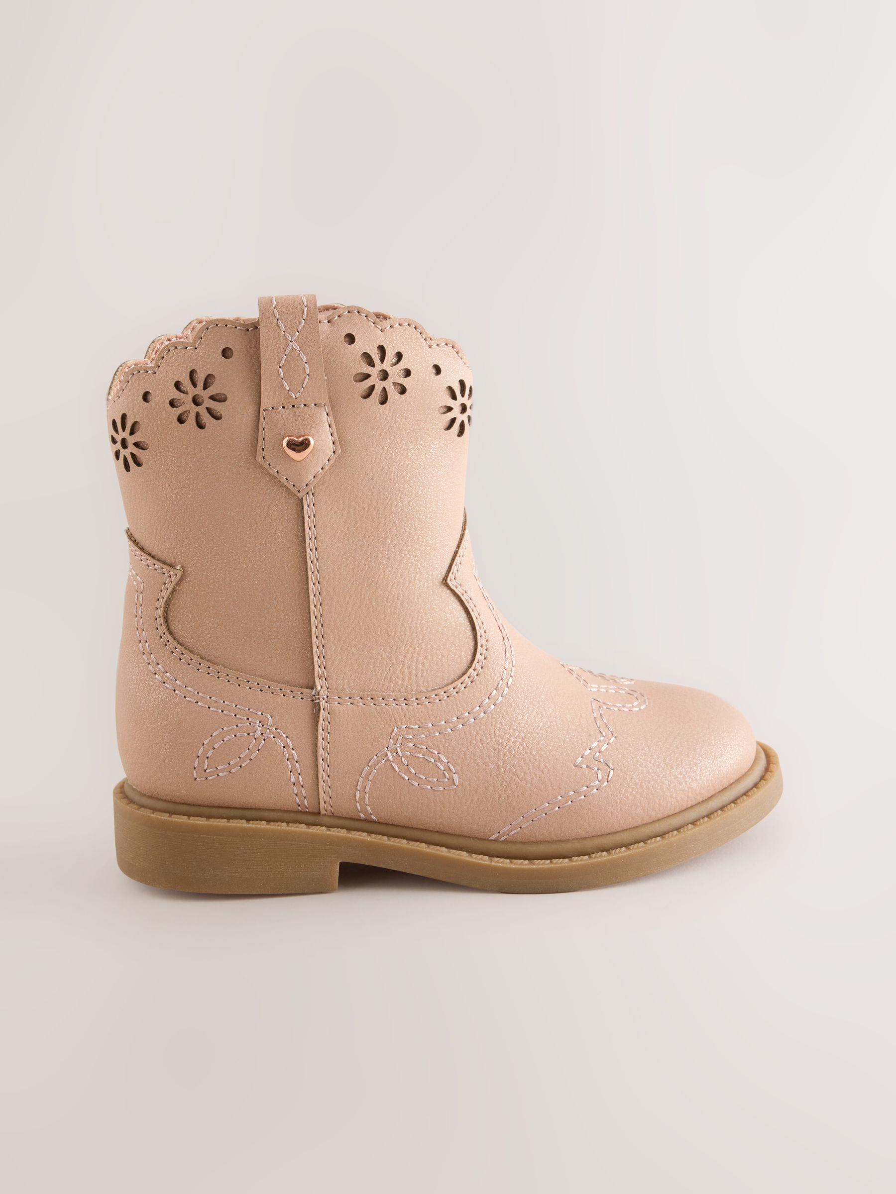 Pink Shimmer Western Ankle Boots image 2