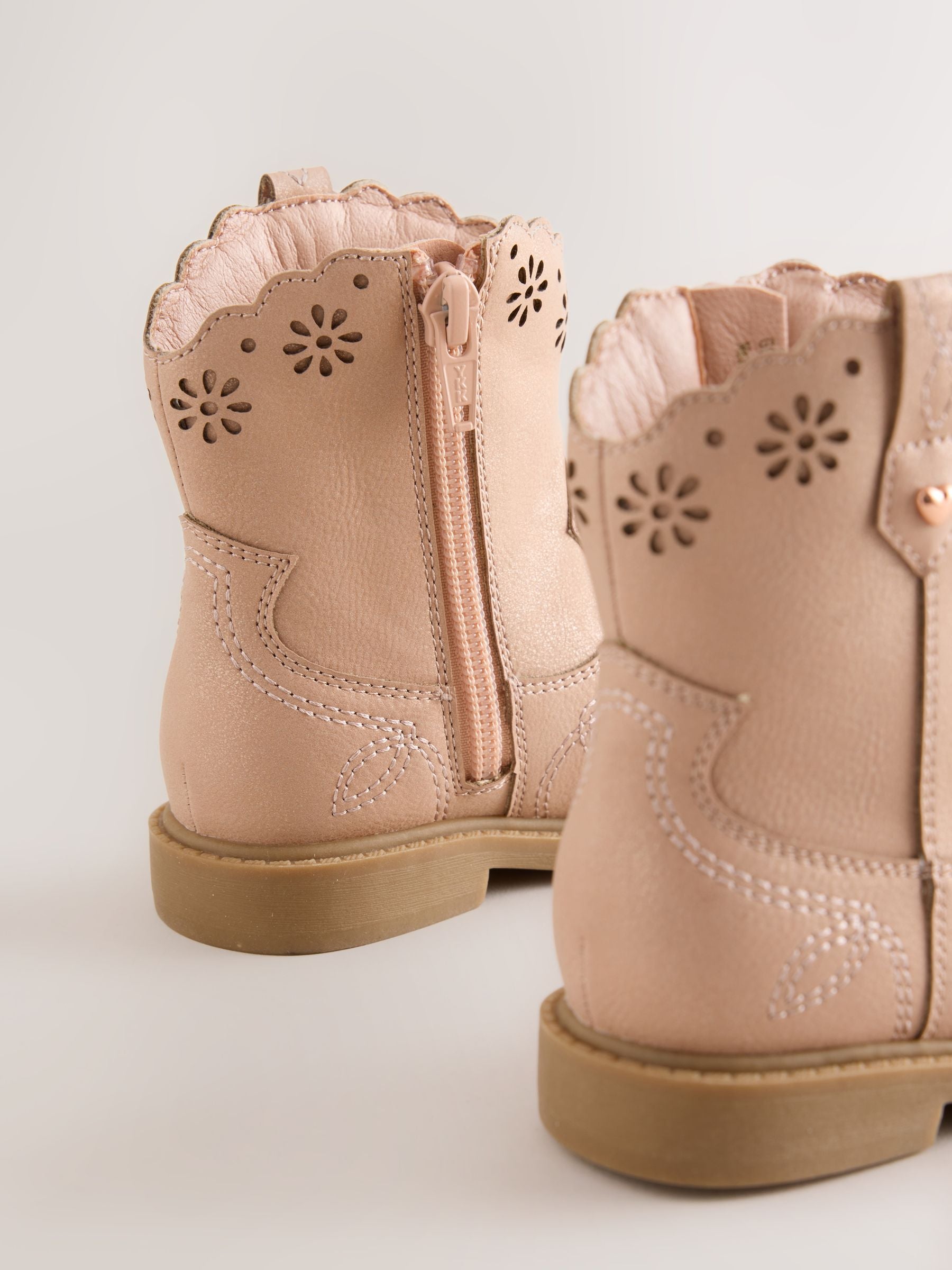 Pink Shimmer Western Ankle Boots image 3