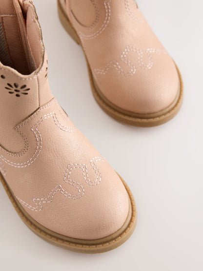 Pink Shimmer Western Ankle Boots image 4