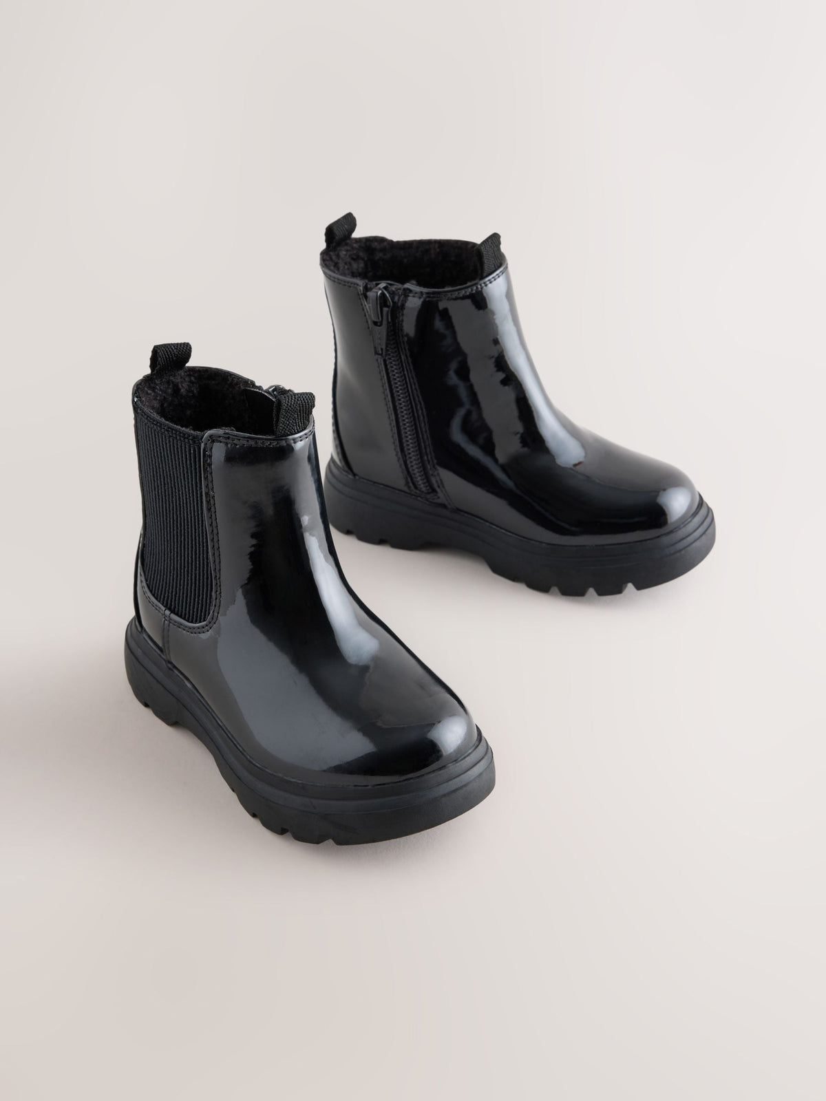 Dsiney Kidz - Black Patent Chelsea Chunky Ankle Boots image 1