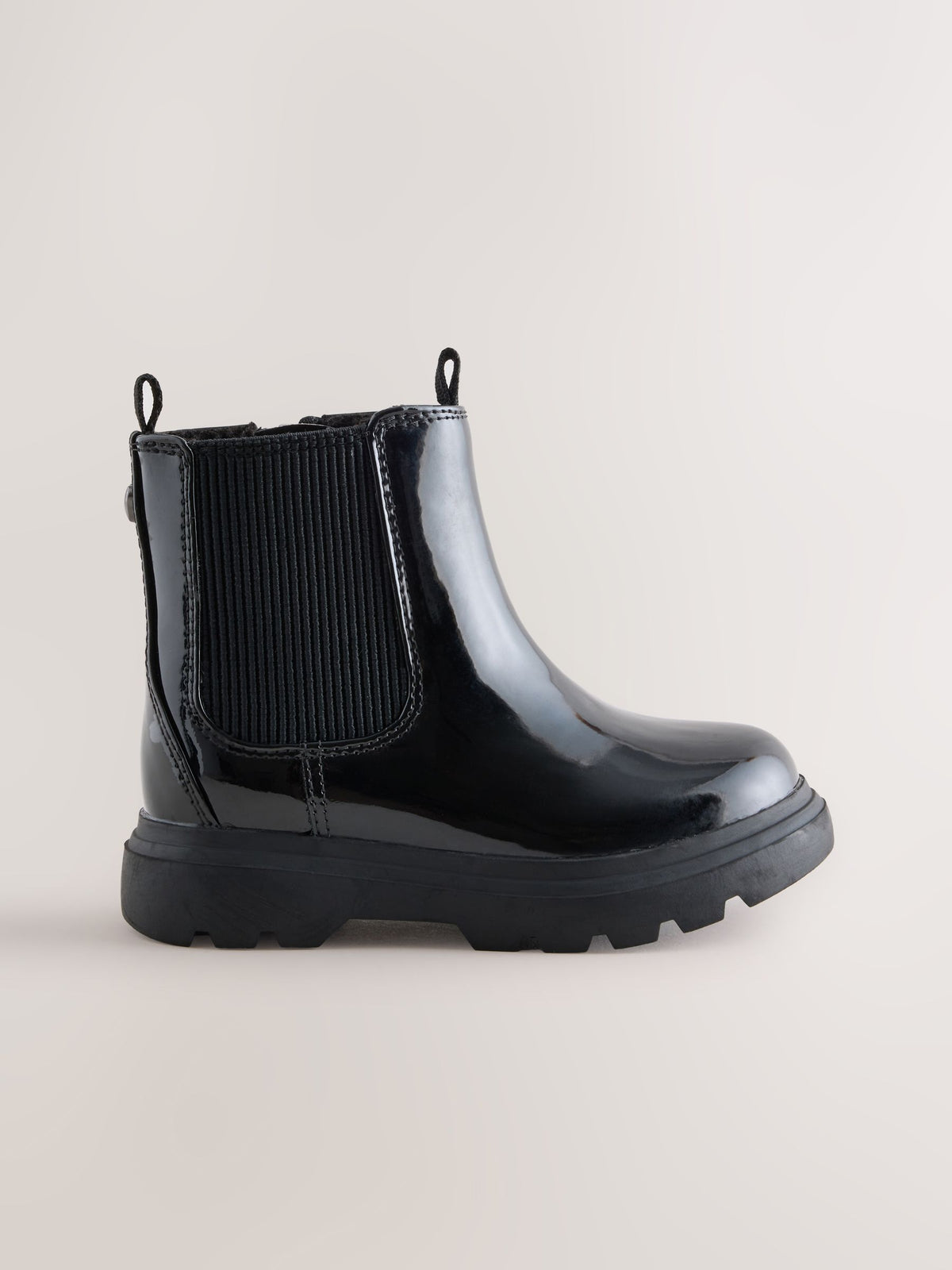 Dsiney Kidz - Black Patent Chelsea Chunky Ankle Boots image 2