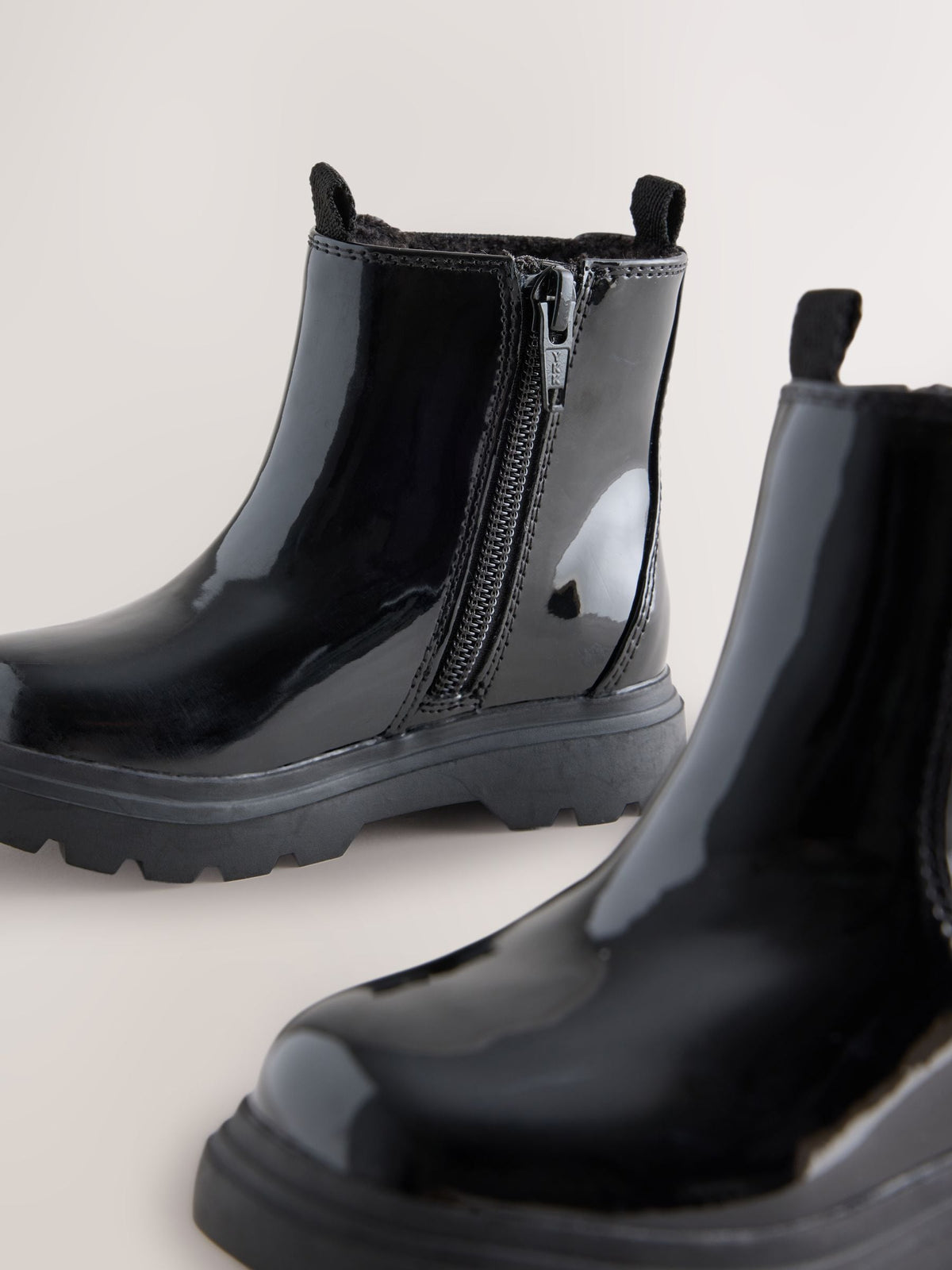 Dsiney Kidz - Black Patent Chelsea Chunky Ankle Boots image 3