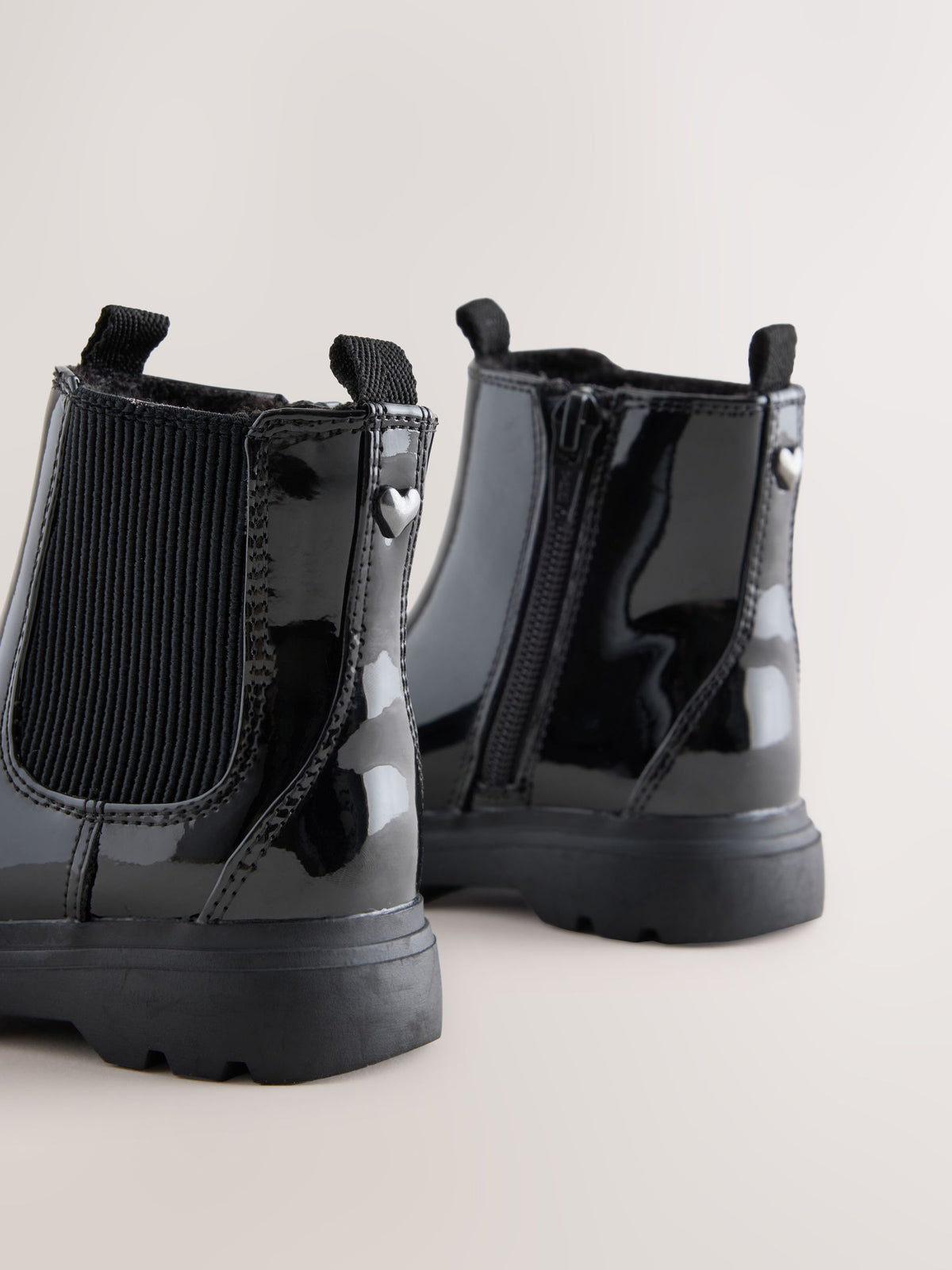 Dsiney Kidz - Black Patent Chelsea Chunky Ankle Boots image 4