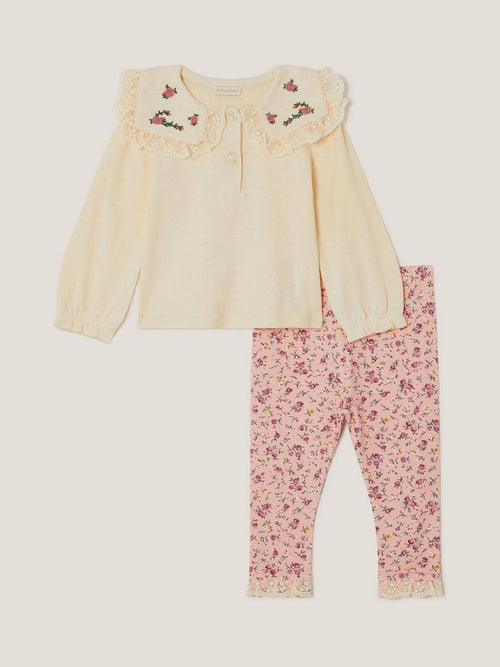 Monsoon Pink Baby Rosie Top & Floral Leggings Set image 1