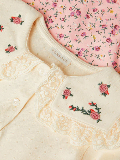 Monsoon Pink Baby Rosie Top & Floral Leggings Set image 3