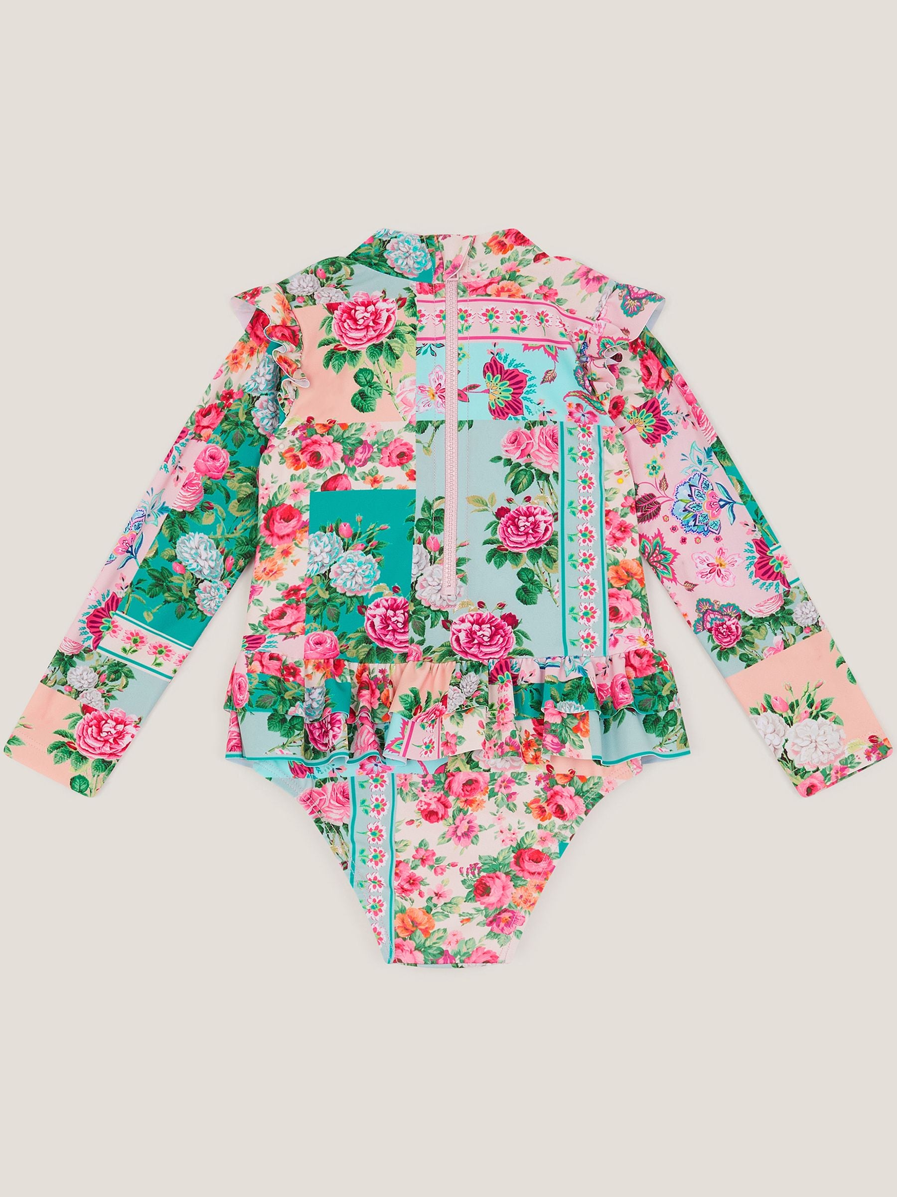 Monsoon Green Baby Patchwork UPF50+ Long Sleeve Swimsuit image 2