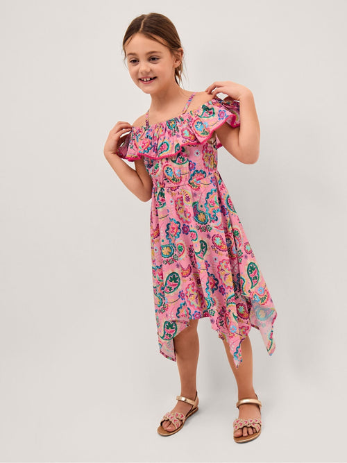Monsoon Pink Paisley Print Hanky Hem Dress image 1