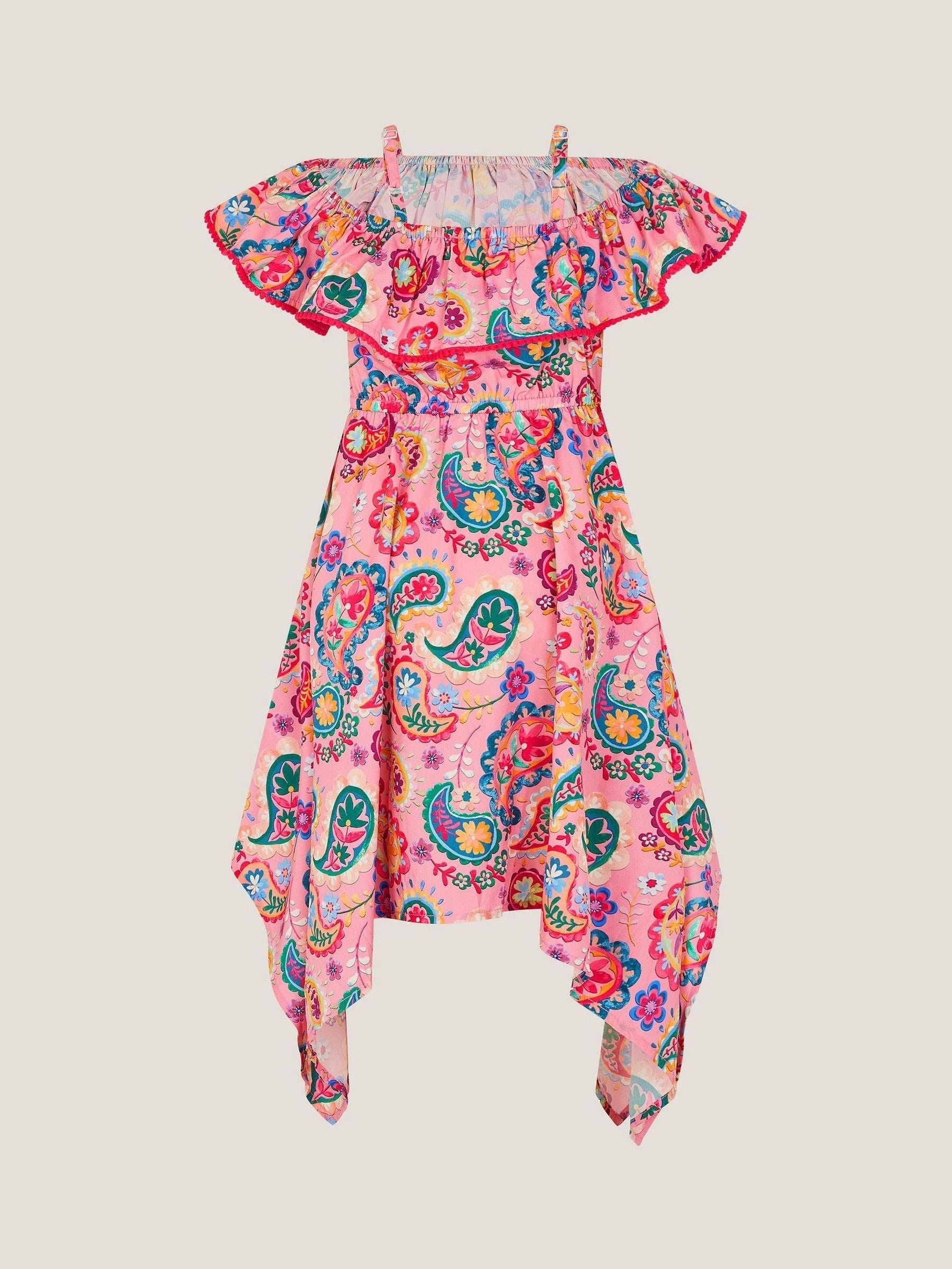 Monsoon Pink Paisley Print Hanky Hem Dress image 3