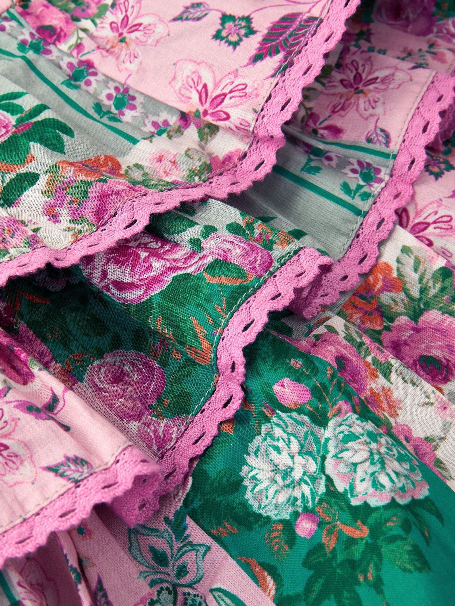 Monsoon Green Floral Patchwork Top & Skirt Set image 4