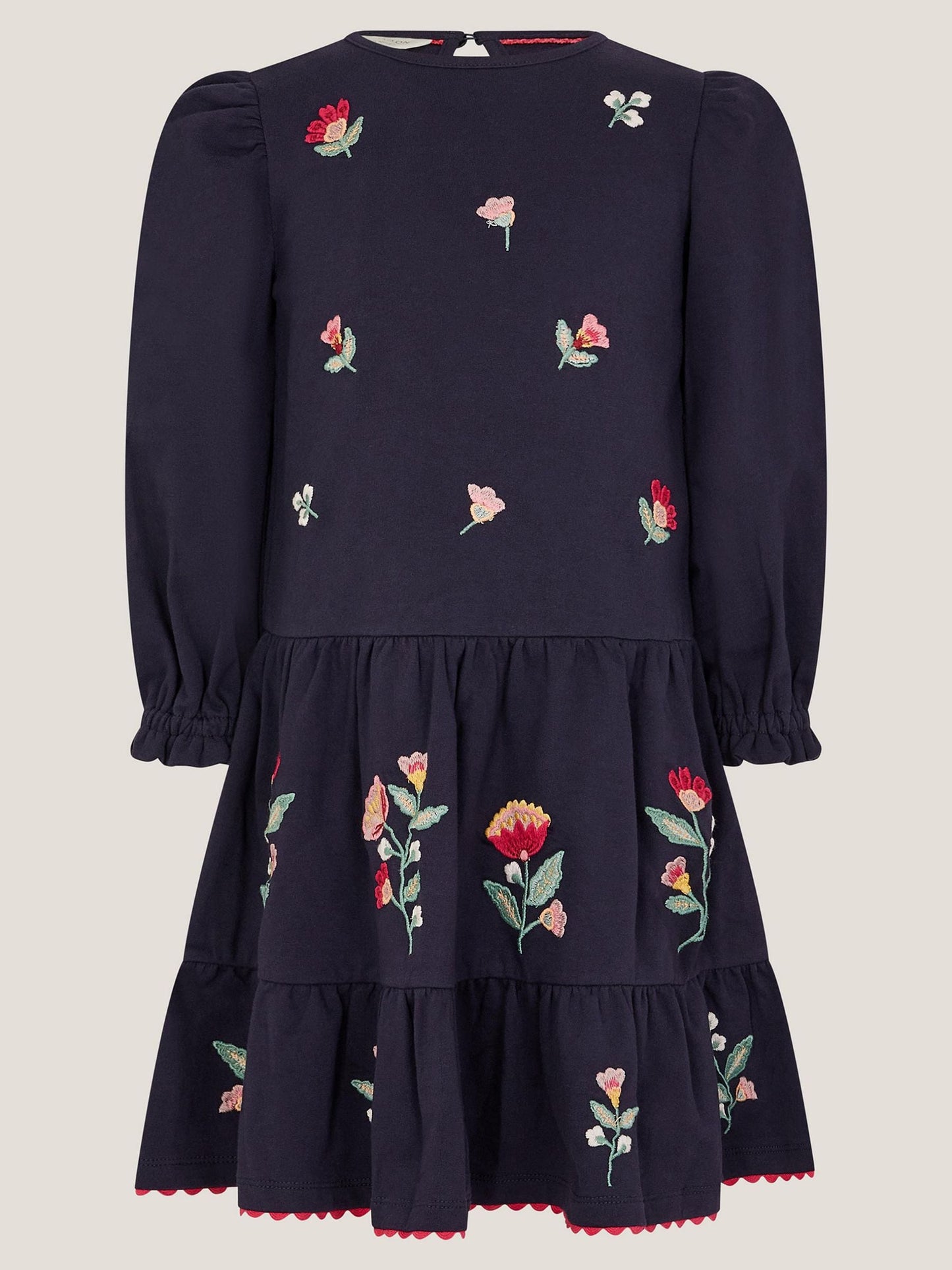 Monsoon Blue Floral Embroidered Tiered Dress image 2
