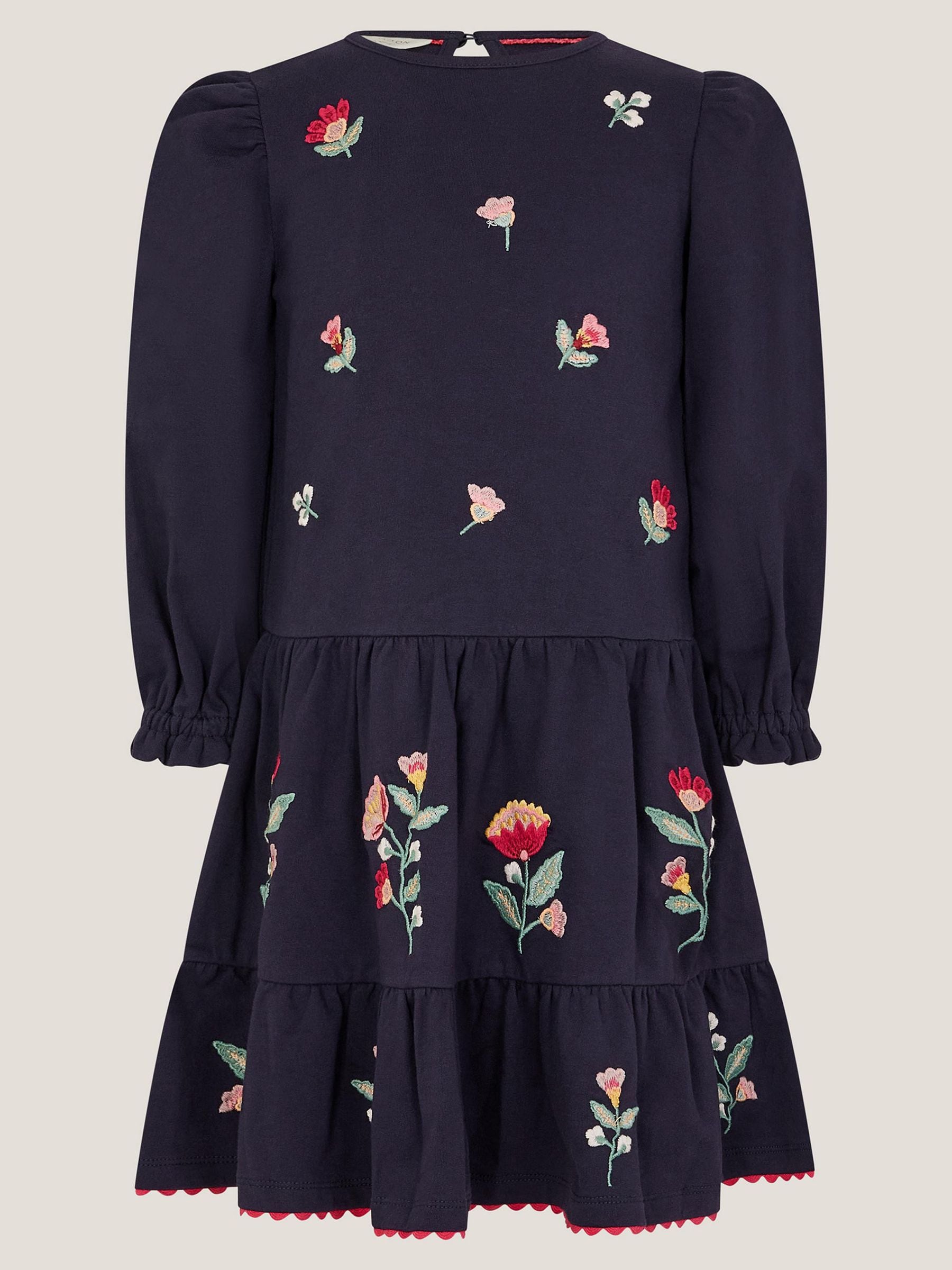 Monsoon Blue Floral Embroidered Tiered Dress image 2