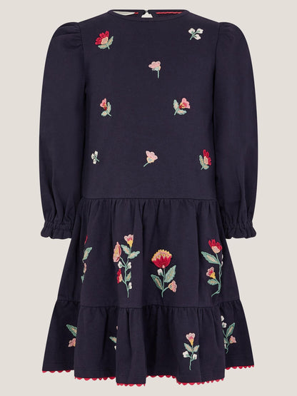 Monsoon Blue Floral Embroidered Tiered Dress image 2