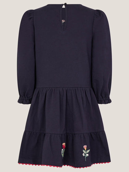 Monsoon Blue Floral Embroidered Tiered Dress image 3