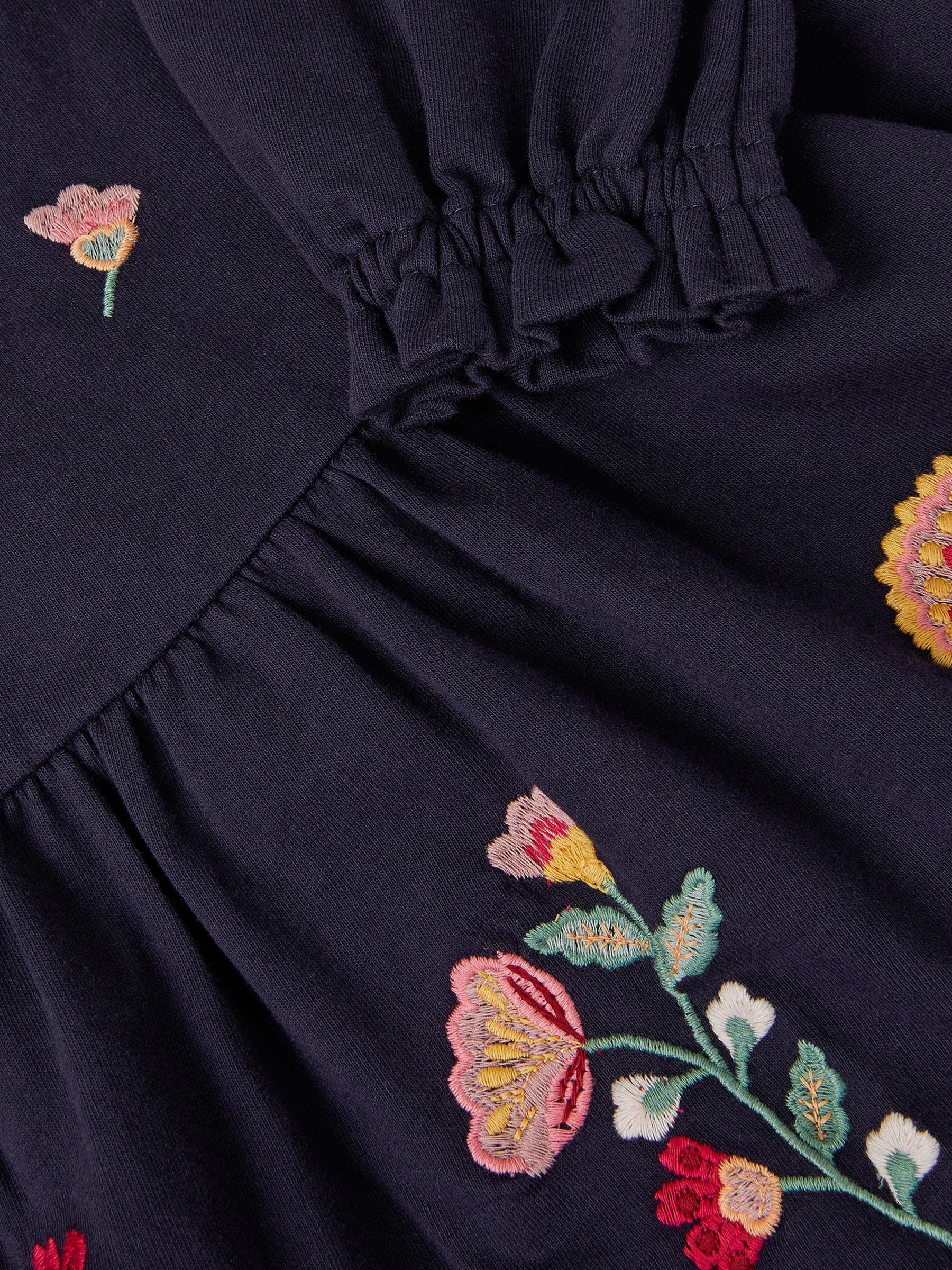 Monsoon Blue Floral Embroidered Tiered Dress image 4