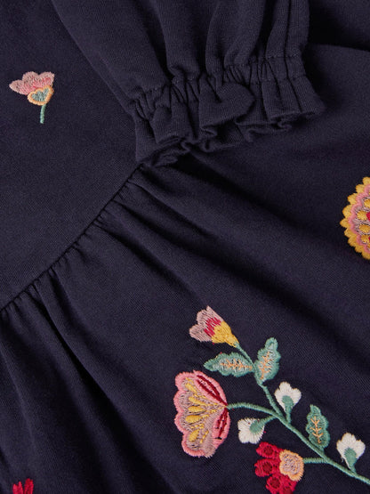Monsoon Blue Floral Embroidered Tiered Dress image 4