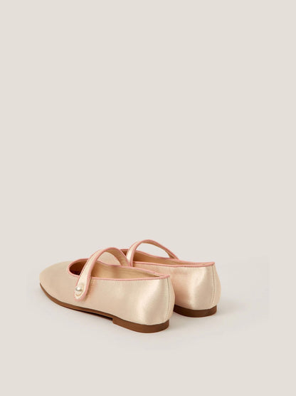 Monsoon Cream Pearl Strap Satin Ballet Flats image 2