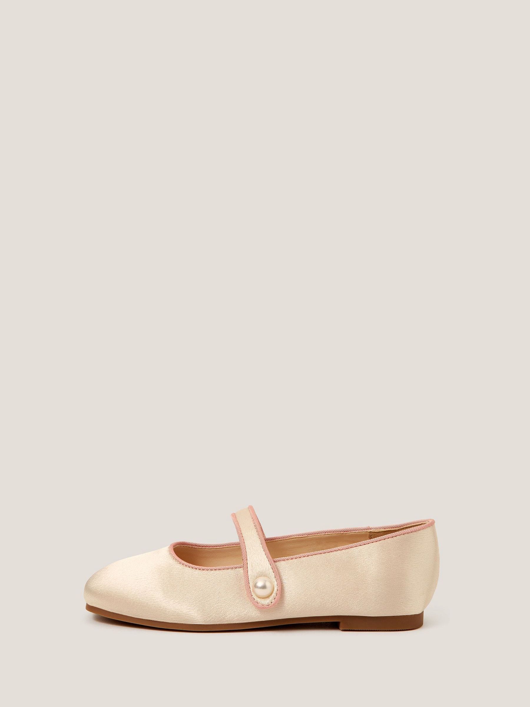 Monsoon Cream Pearl Strap Satin Ballet Flats image 3