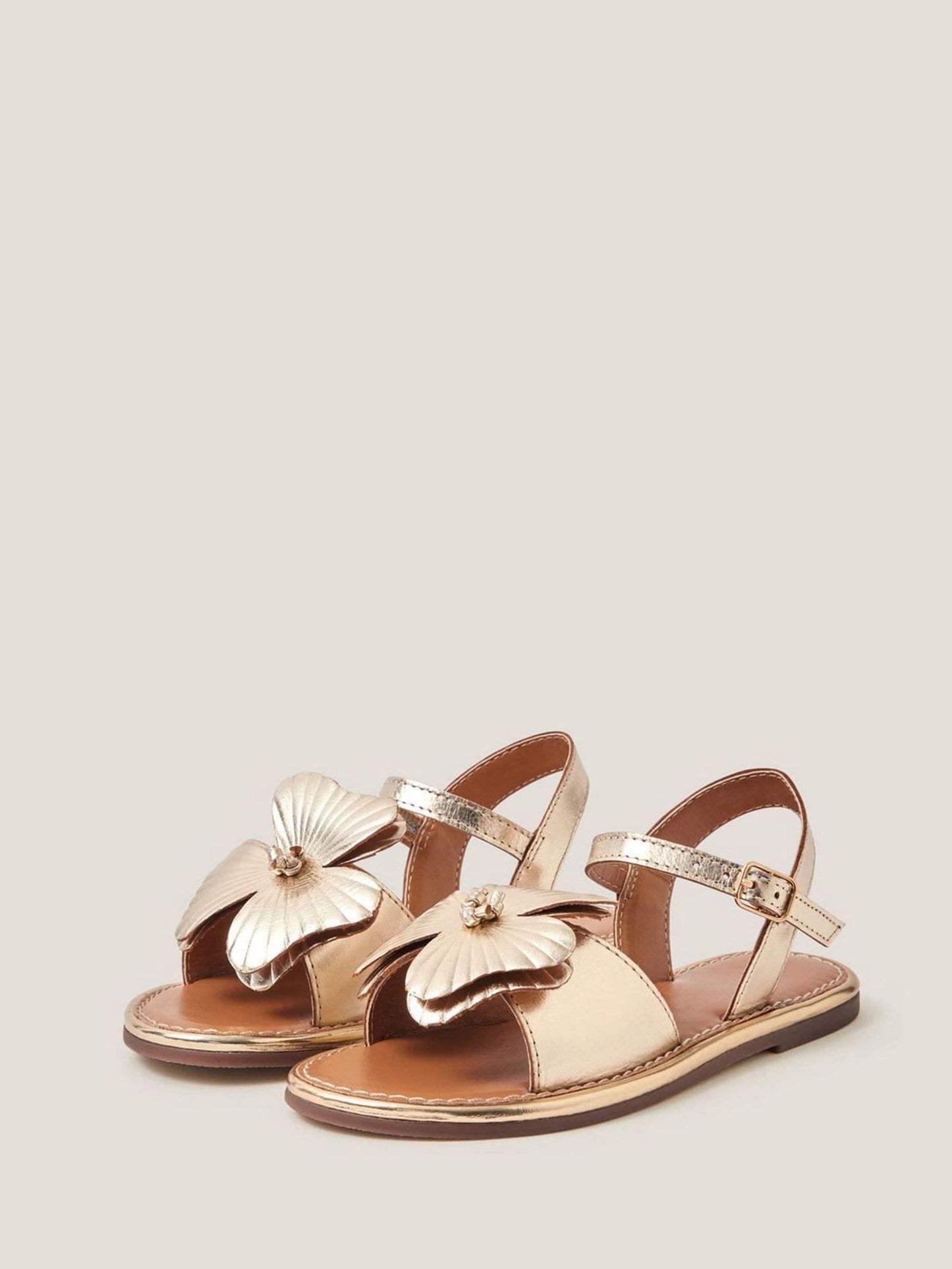 Monsoon Gold Flower Metallic Leather Sandals image 1