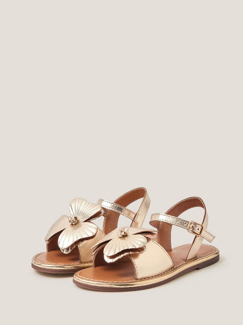 Monsoon Gold Flower Metallic Leather Sandals image 1