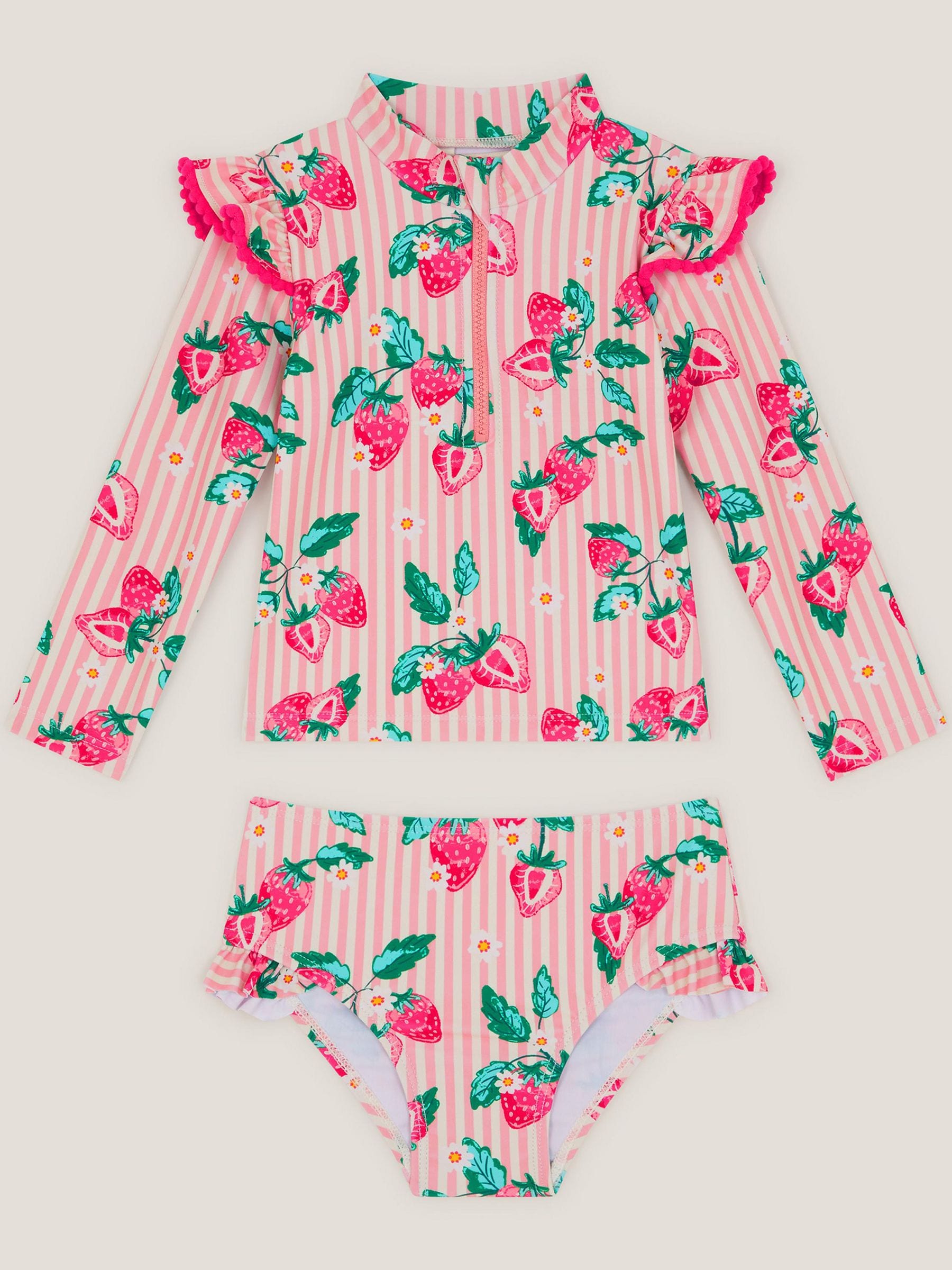 Monsoon Pink Baby Strawberry Print UPF50+ Swim Set image 1