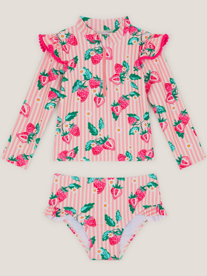 Monsoon Pink Baby Strawberry Print UPF50+ Swim Set image 1