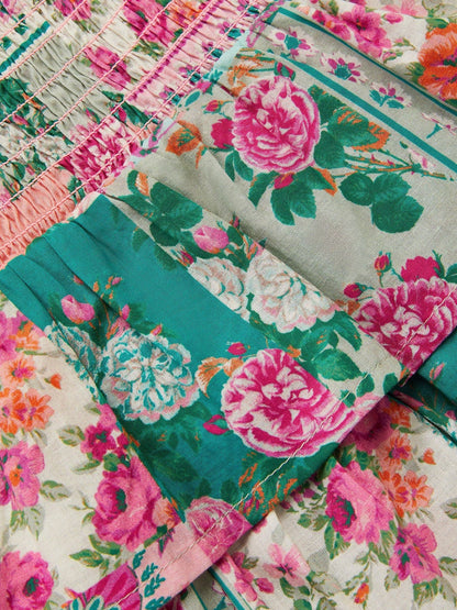 Monsoon Green Baby Floral Patchwork Tiered Dress image 3