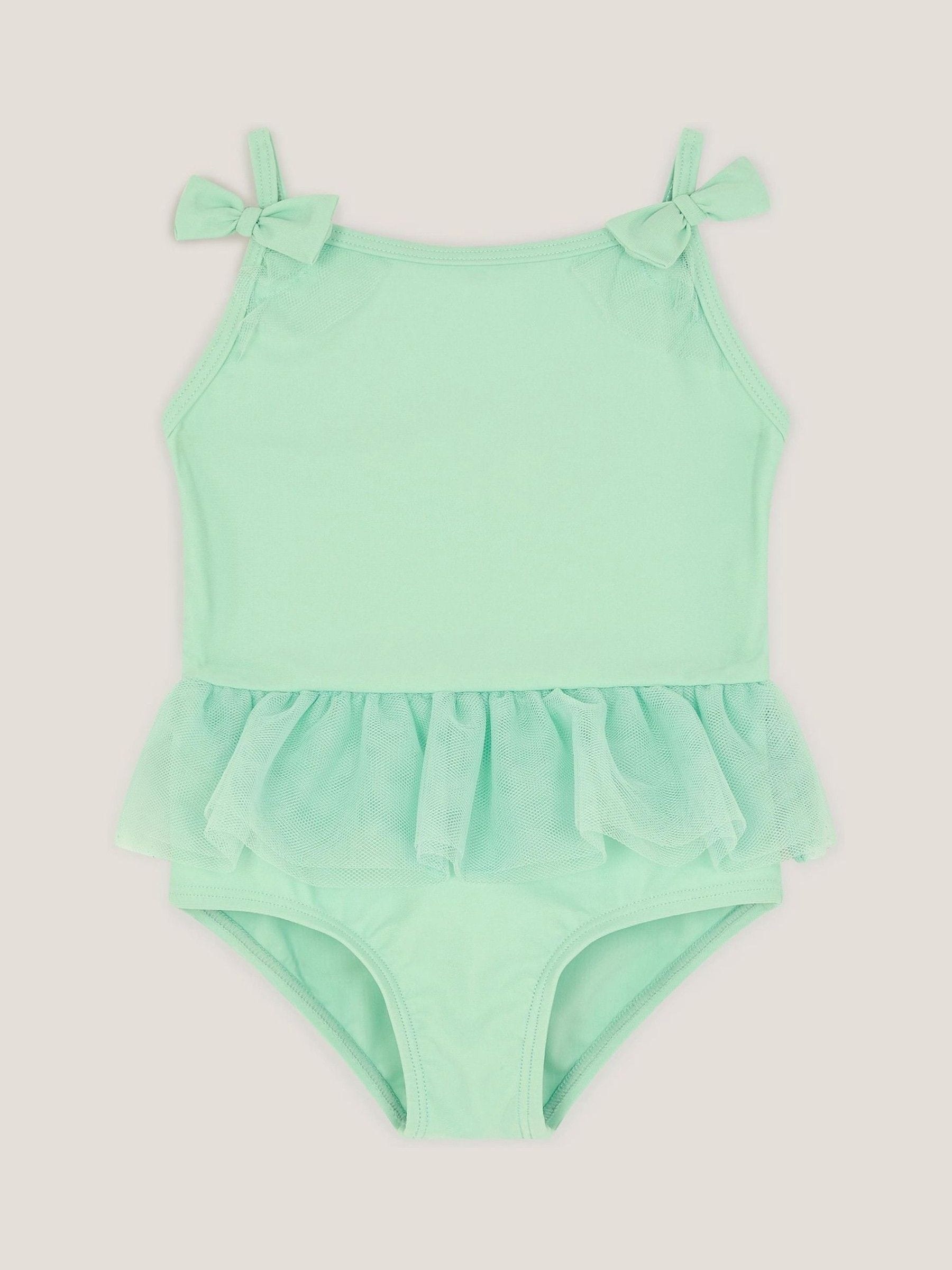 Monsoon Green Baby Mesh Ruffle Swimsuit image 1