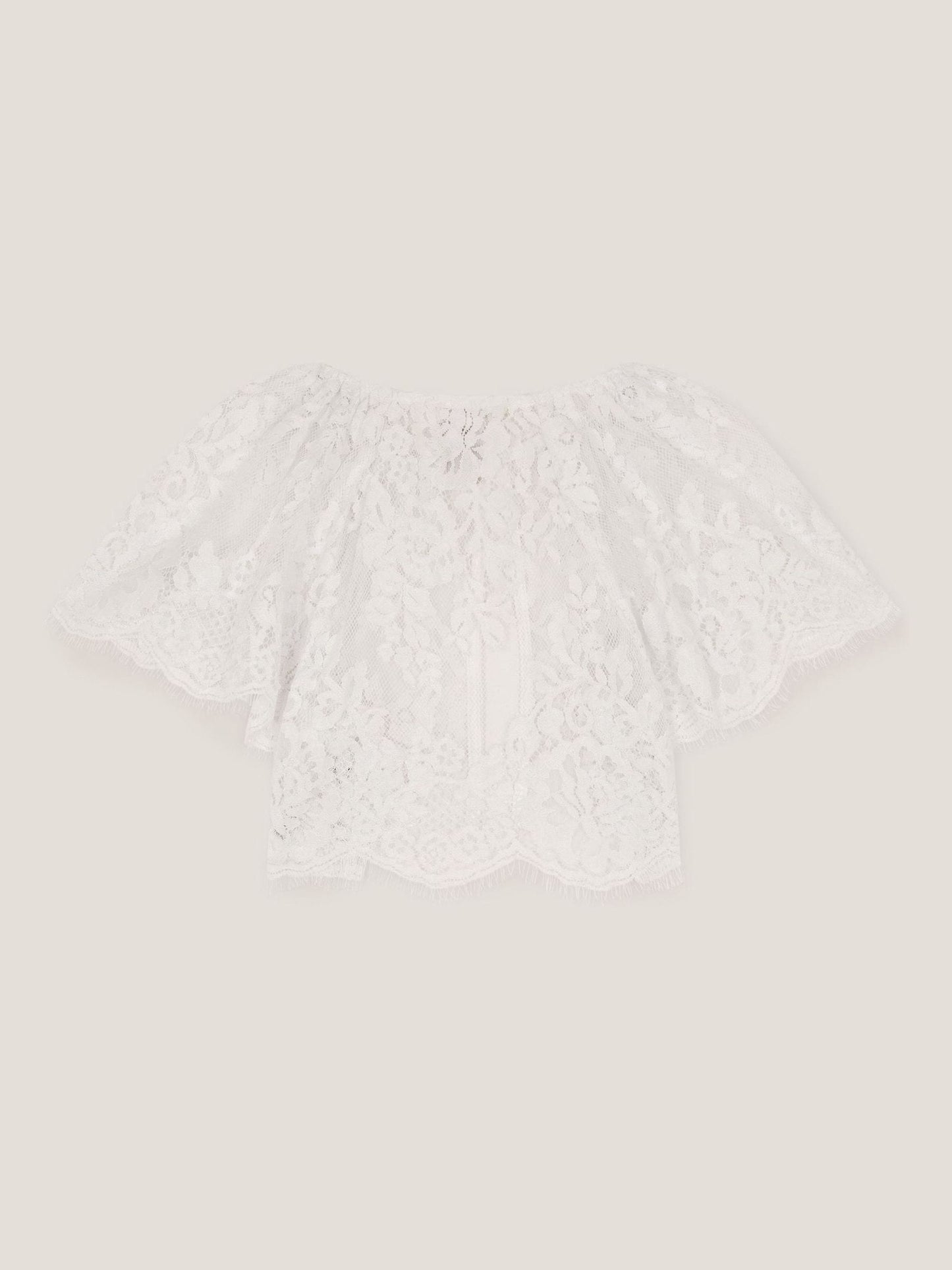 Monsoon Cream Communion Lola Lace Short Sleeve Cover Up image 2