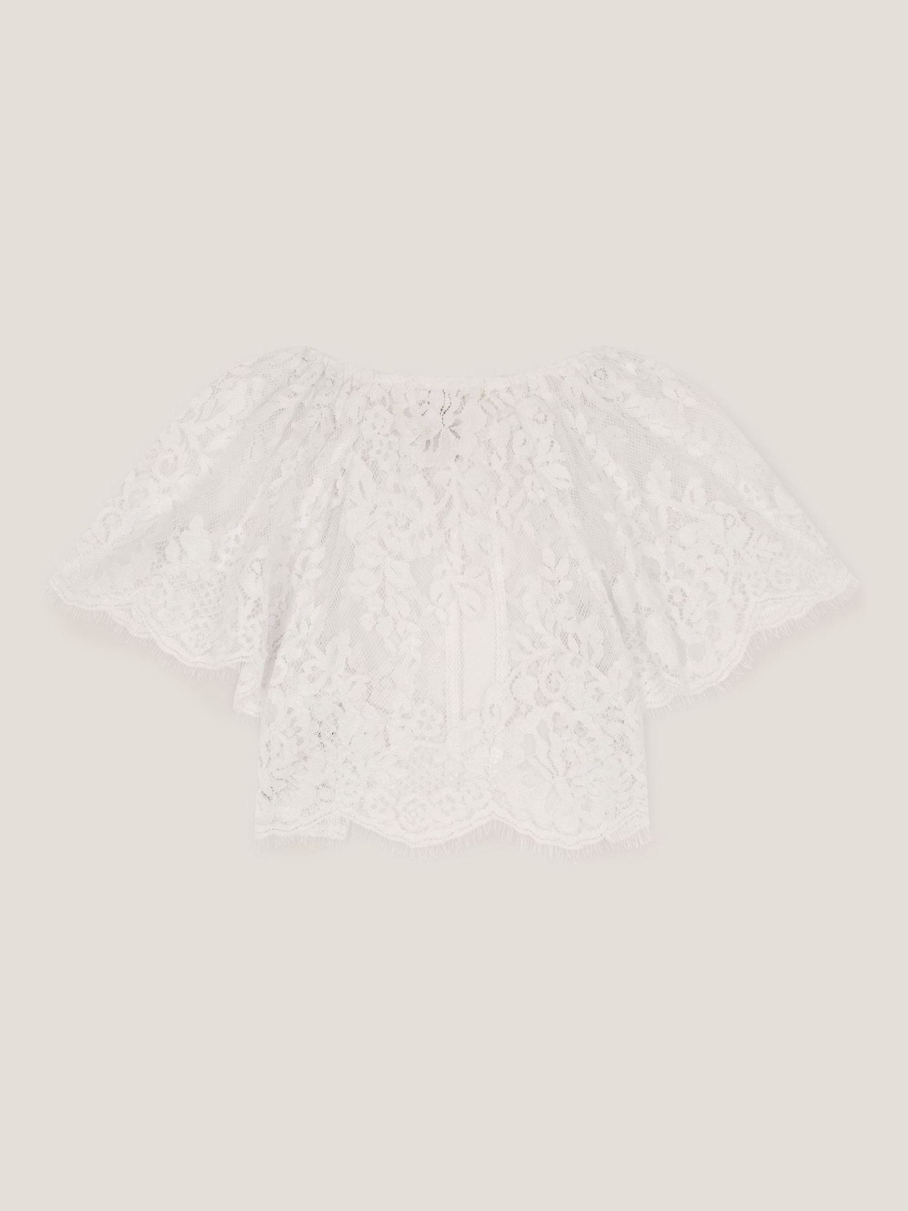 Monsoon Cream Communion Lola Lace Short Sleeve Cover Up image 2