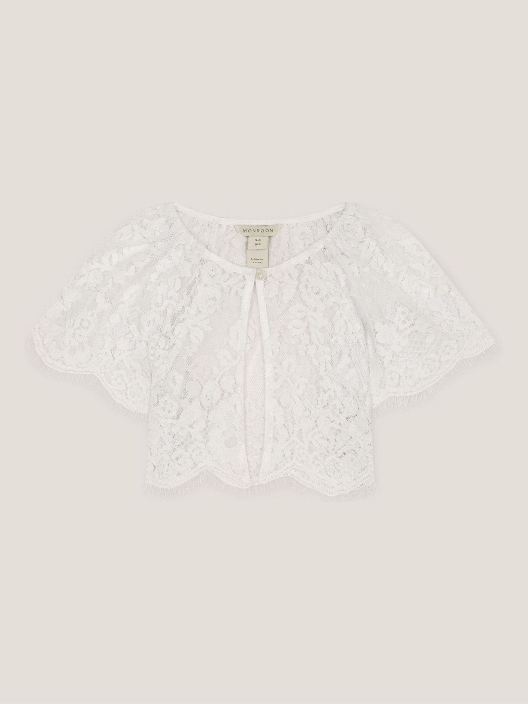 Monsoon Cream Communion Lola Lace Short Sleeve Cover Up image 1