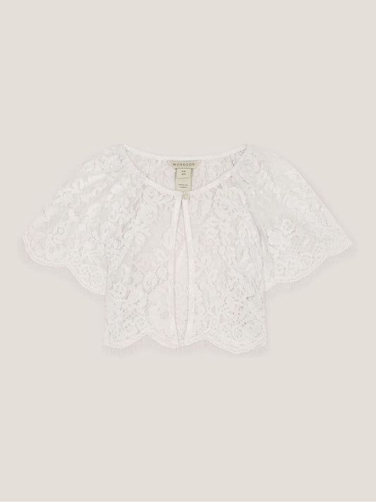 Monsoon Cream Communion Lola Lace Short Sleeve Cover Up image 1