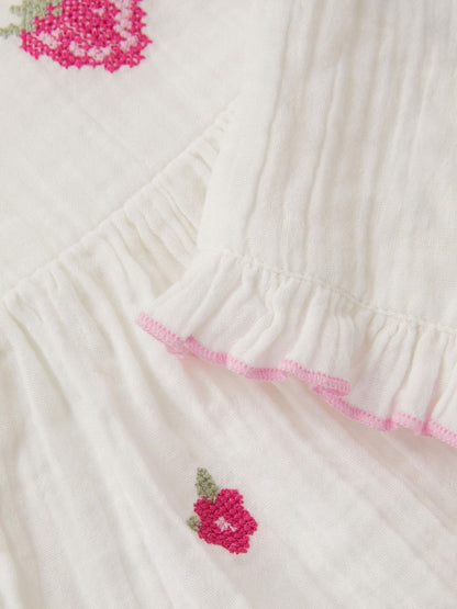 Monsoon White Baby Strawberry Top & Shorts Set image 3