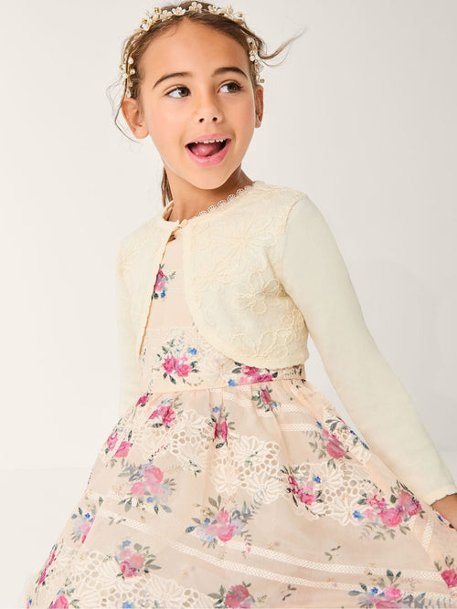 Monsoon White Sequin Flower Embellished Cardigan image 1