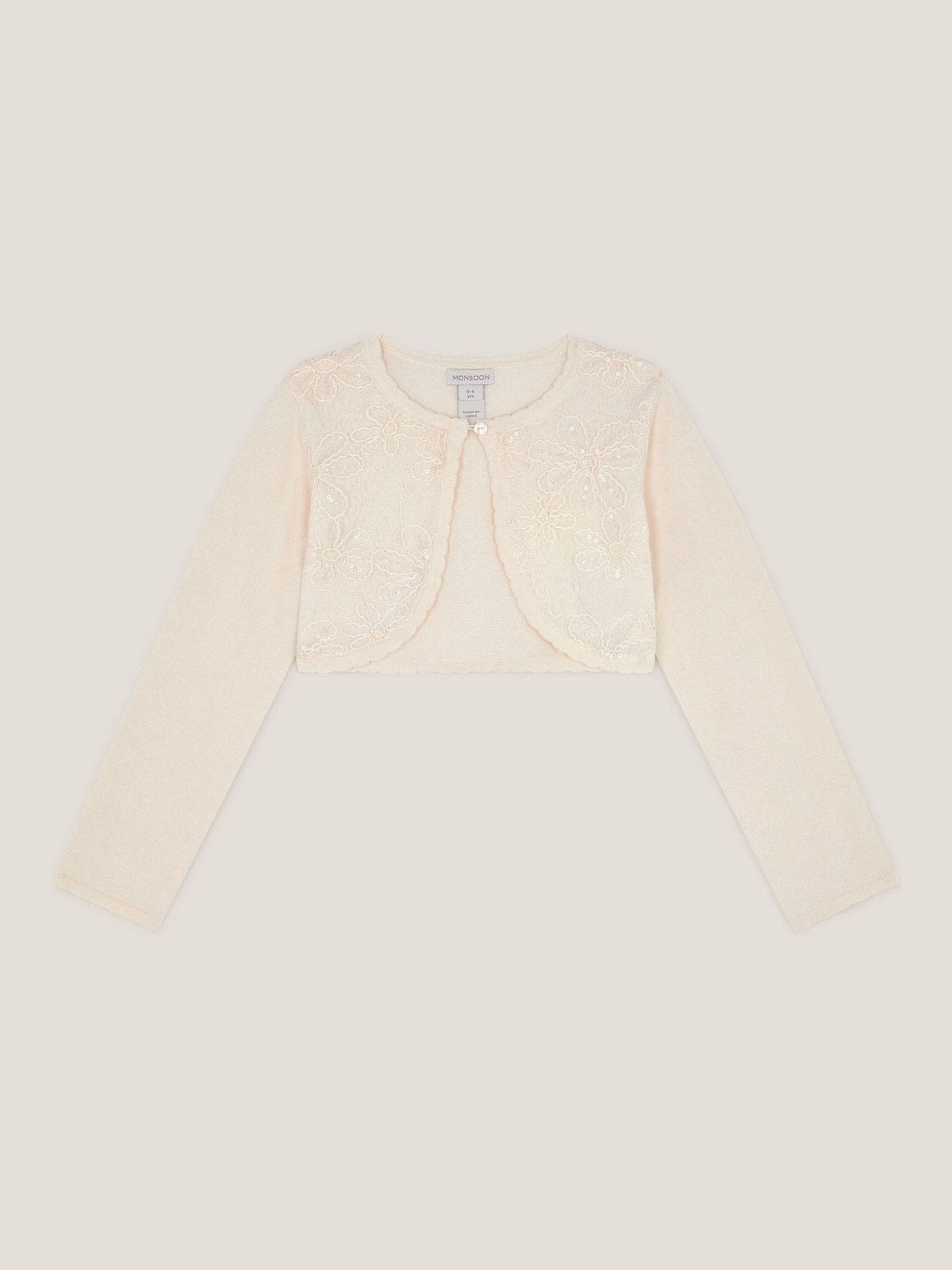 Monsoon White Sequin Flower Embellished Cardigan image 2